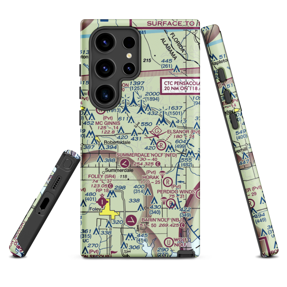 Pecan Ponds Farm Airport (AL84) VFR Sectional Samsung Phone Case Samsung Galaxy S24 Ultra model shown