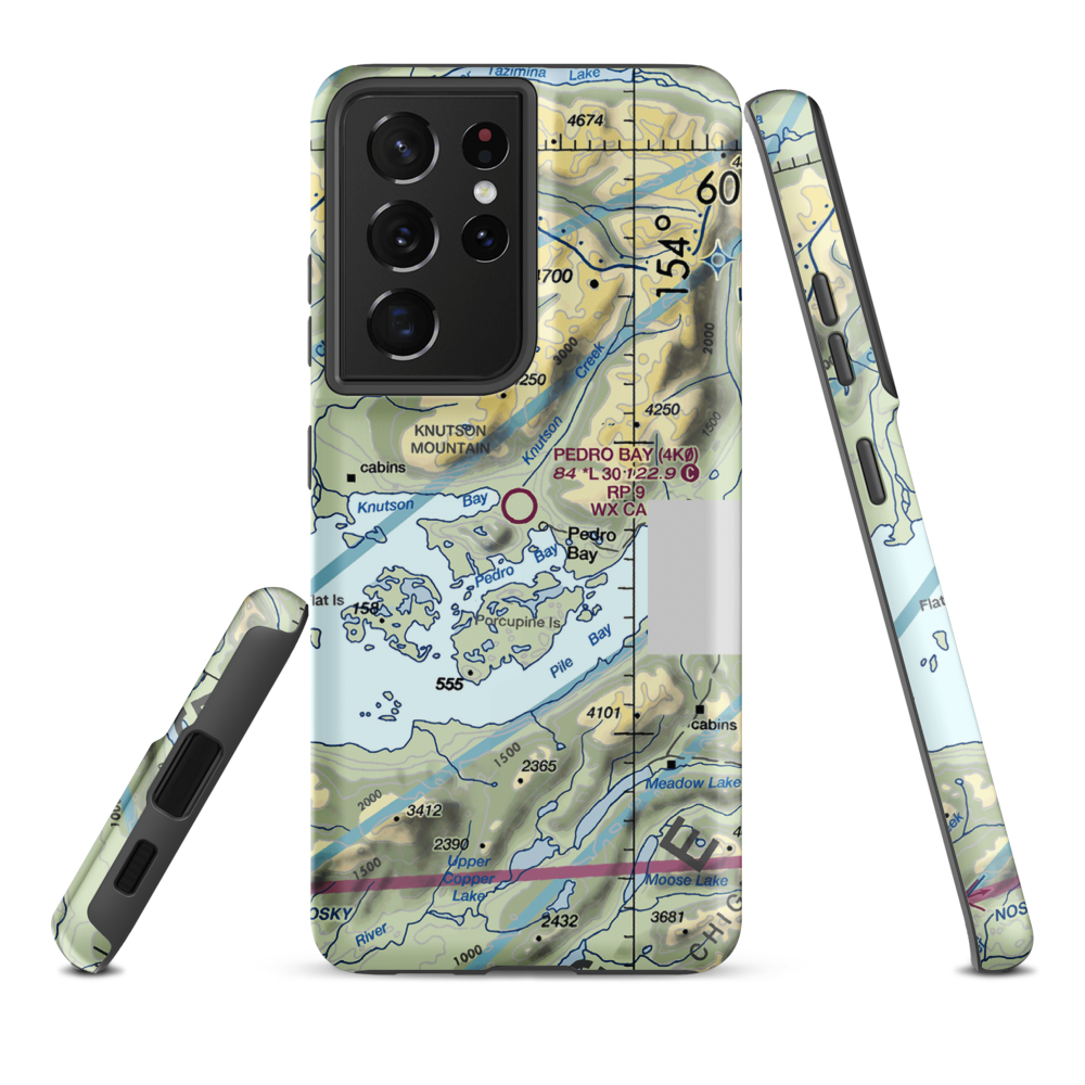 Pedro Bay Airport (4K0) VFR Sectional Samsung Phone Case Samsung Galaxy S21 Ultra model shown