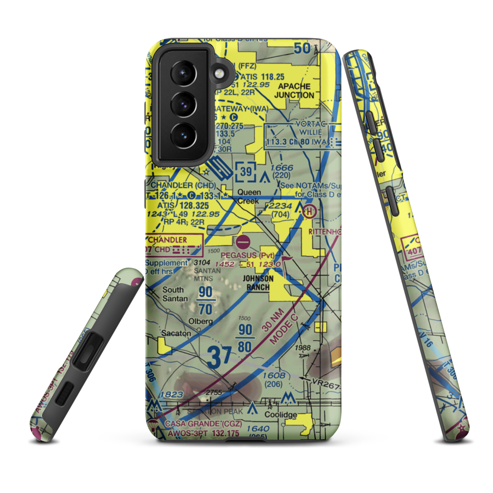 Pegasus Airpark (5AZ3) VFR Sectional Samsung Phone Case Samsung Galaxy S21 Plus model shown