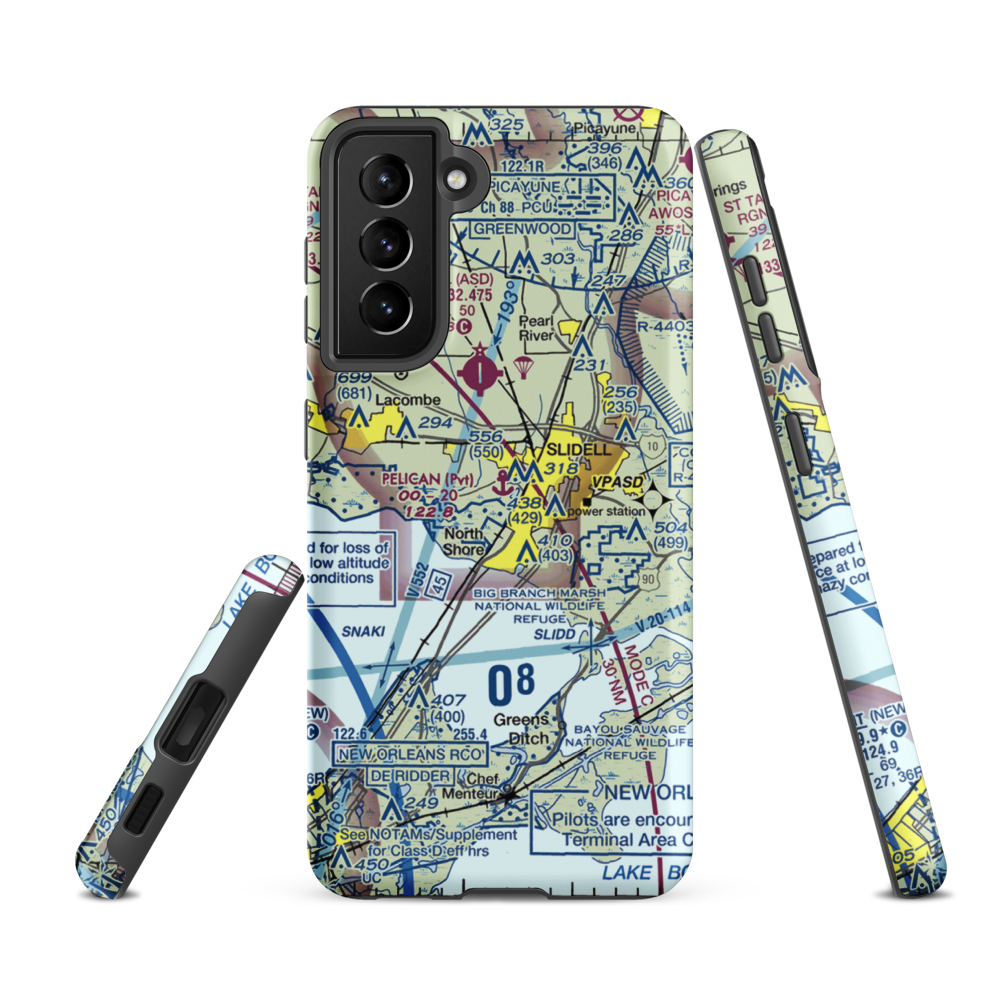 Pelican Seaplane Base (LA38) VFR Sectional Samsung Phone Case Samsung Galaxy S21 FE model shown