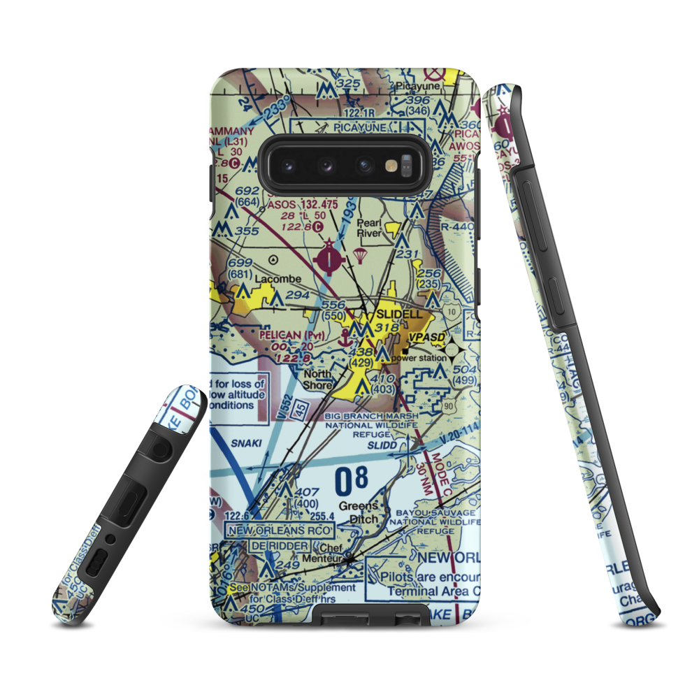 Pelican Seaplane Base (LA38) VFR Sectional Samsung Phone Case Samsung Galaxy S10 Plus model shown