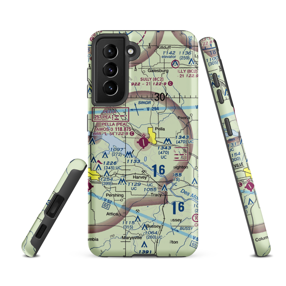Pella Municipal Airport (PEA) VFR Sectional Samsung Phone Case Samsung Galaxy S21 FE model shown