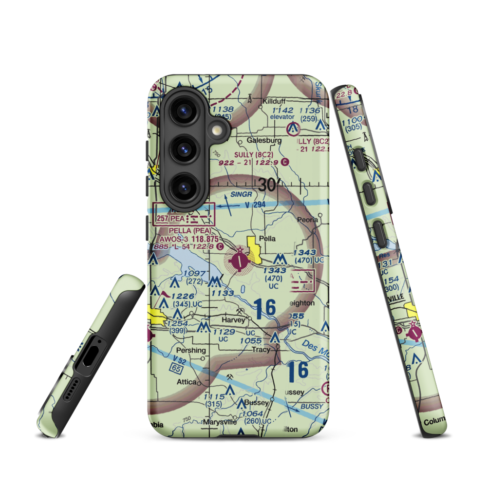 Pella Municipal Airport (PEA) VFR Sectional Samsung Phone Case Samsung Galaxy S24 model shown