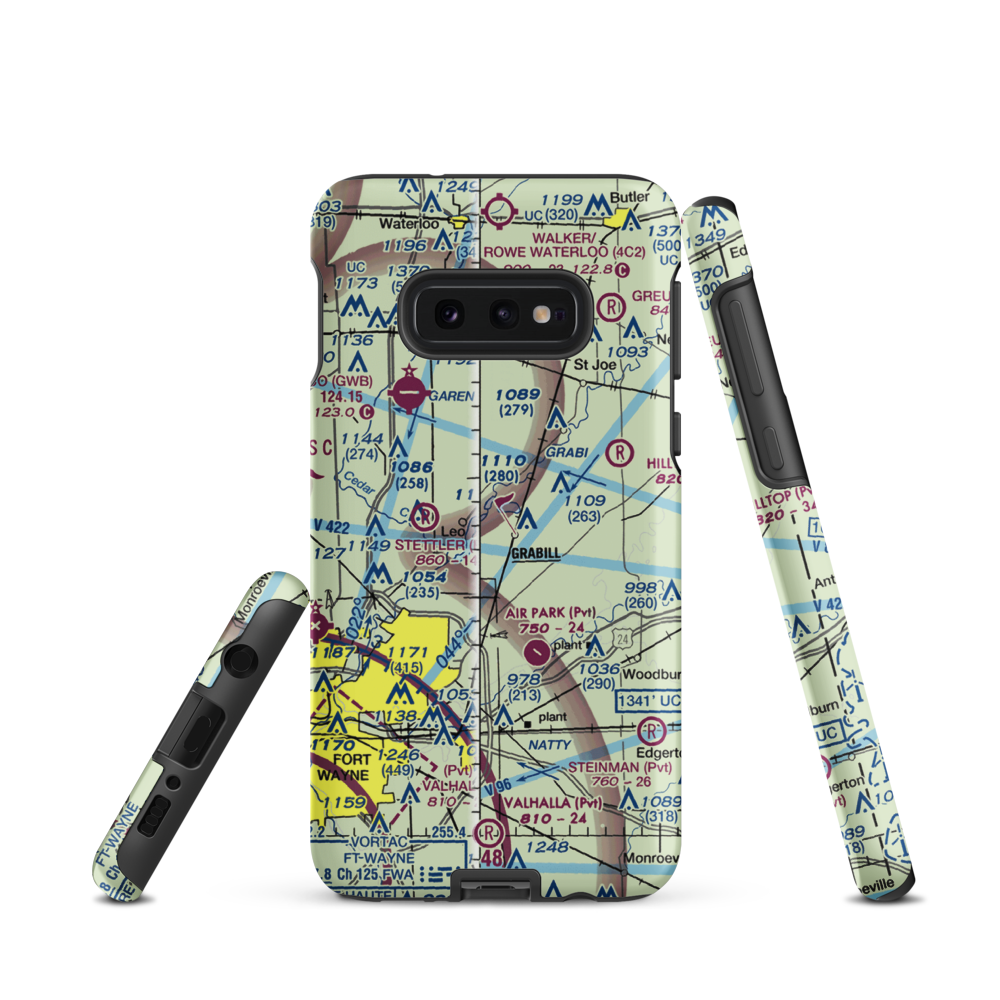 Pelz Port Airport (II11) VFR Sectional Samsung Phone Case Samsung Galaxy S10 Plus model shown