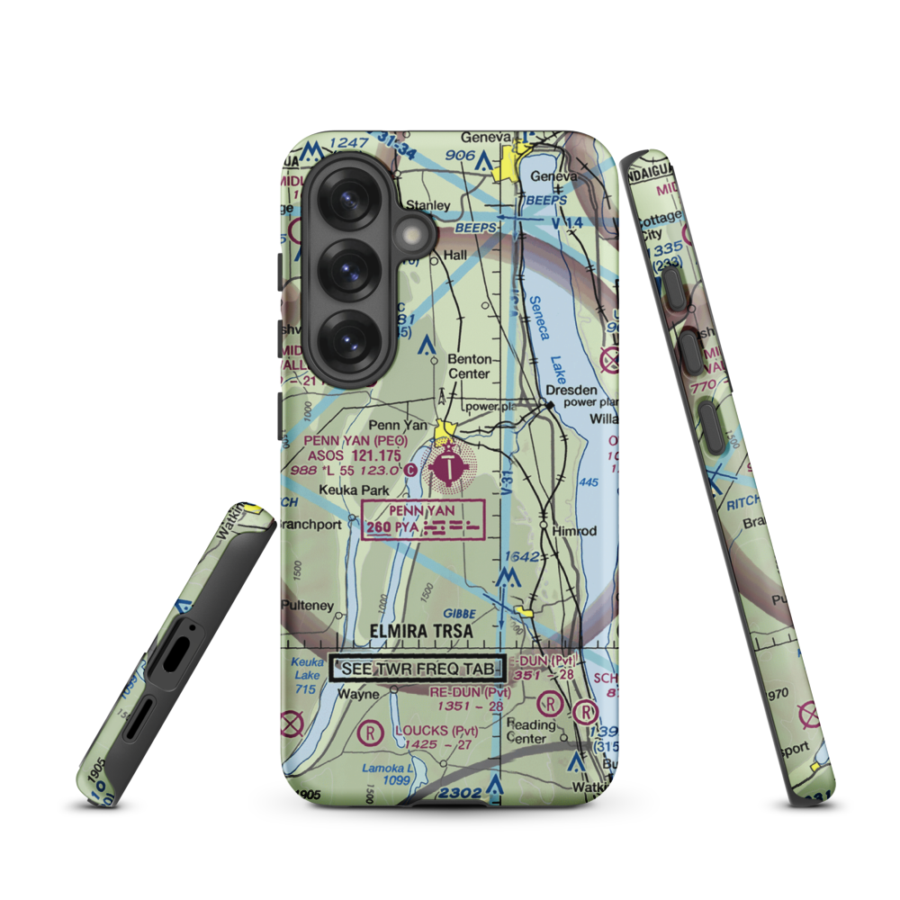 Penn Yan Airport (PEO) VFR Sectional Samsung Phone Case Samsung Galaxy S25 model shown