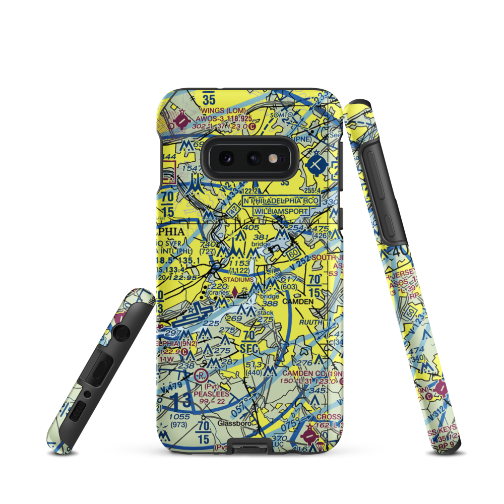 Penn's Landing Heliport (P72) VFR Sectional Samsung Phone Case Samsung Galaxy S10e model shown