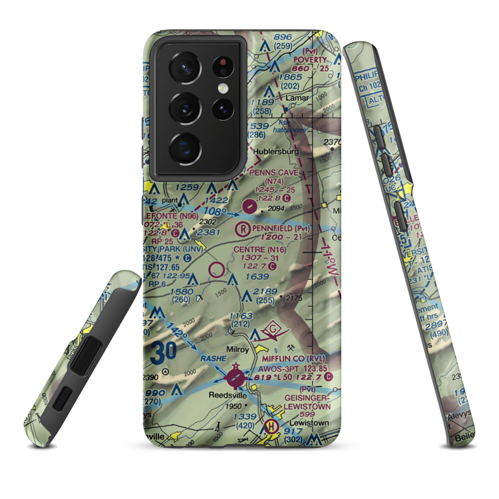 Pennfield Farm Airport (44PA) VFR Sectional Samsung Phone Case Samsung Galaxy S21 Plus model shown