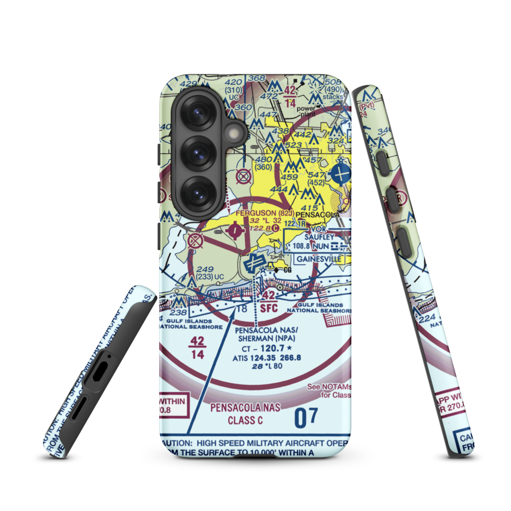 Pensacola Naval Air Station/Forrest Sherman Field (NPA) VFR Sectional Samsung Phone Case Samsung Galaxy S25 model shown