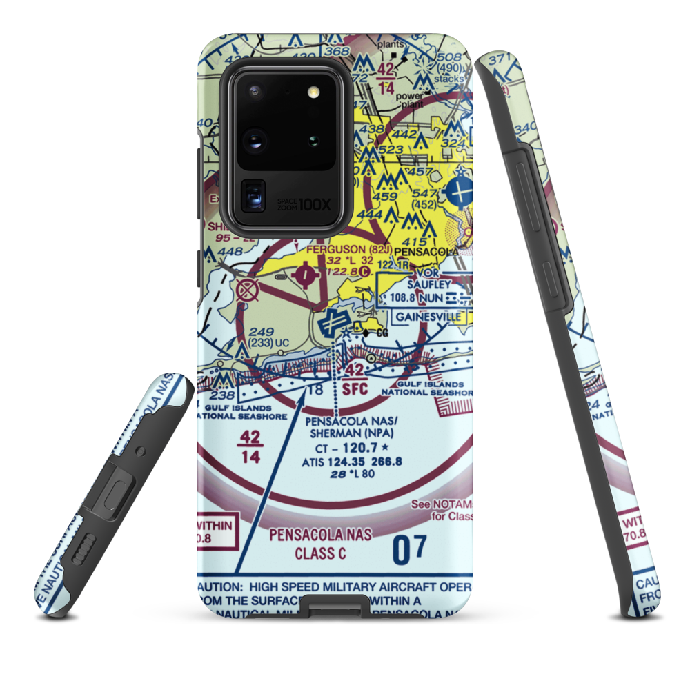 Pensacola Naval Air Station/Forrest Sherman Field (NPA) VFR Sectional Samsung Phone Case Samsung Galaxy S20 Ultra model shown