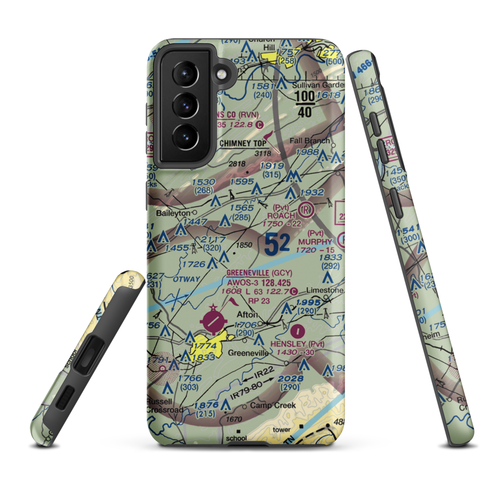 Pensinger Airport (TN99) VFR Sectional Samsung Phone Case Samsung Galaxy S21 Plus model shown