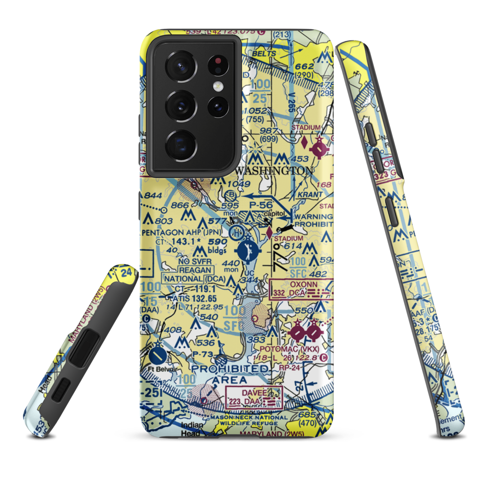 Pentagon Army Heliport (JPN) VFR Sectional Samsung Phone Case Samsung Galaxy S21 Plus model shown