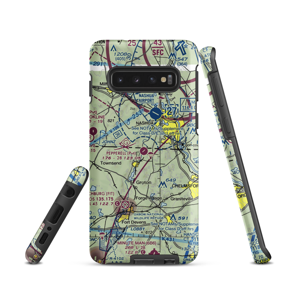 Pepperell Airport (26MA) VFR Sectional Samsung Phone Case Samsung Galaxy S10 model shown