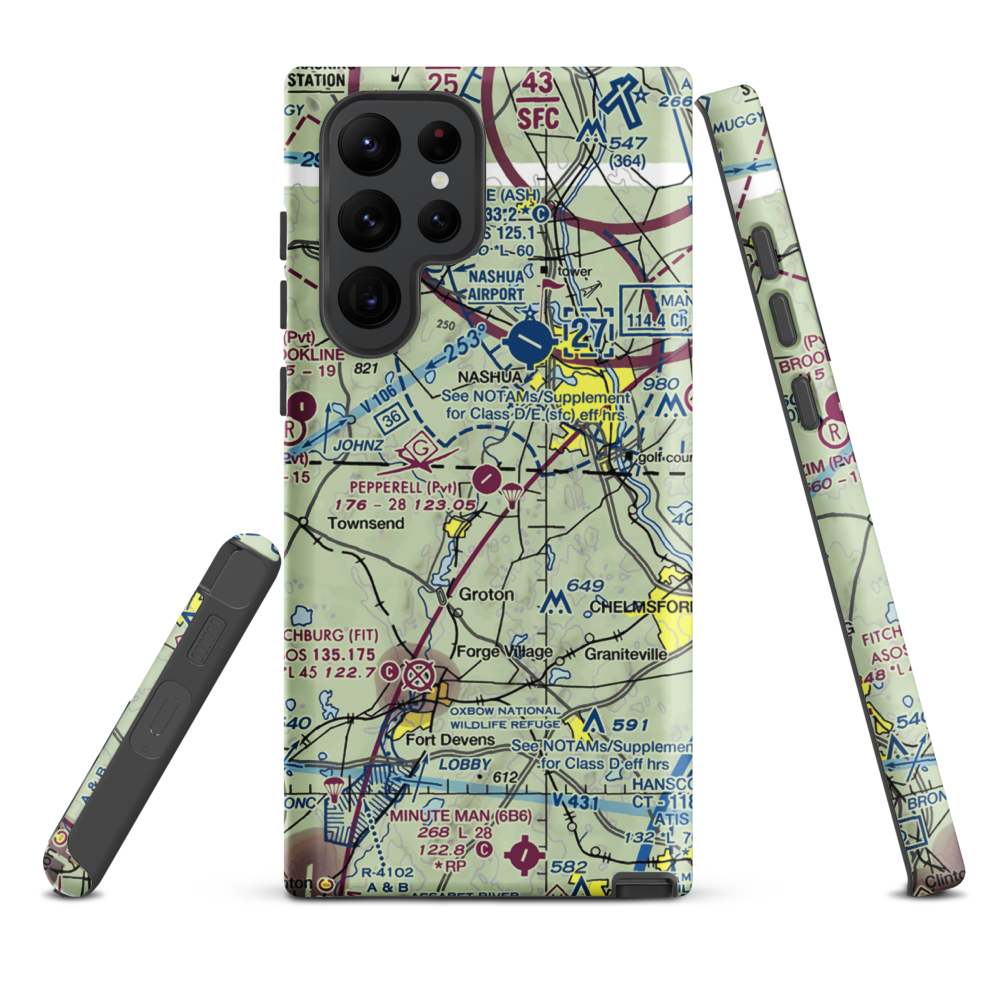 Pepperell Airport (26MA) VFR Sectional Samsung Phone Case Samsung Galaxy S22 Ultra model shown