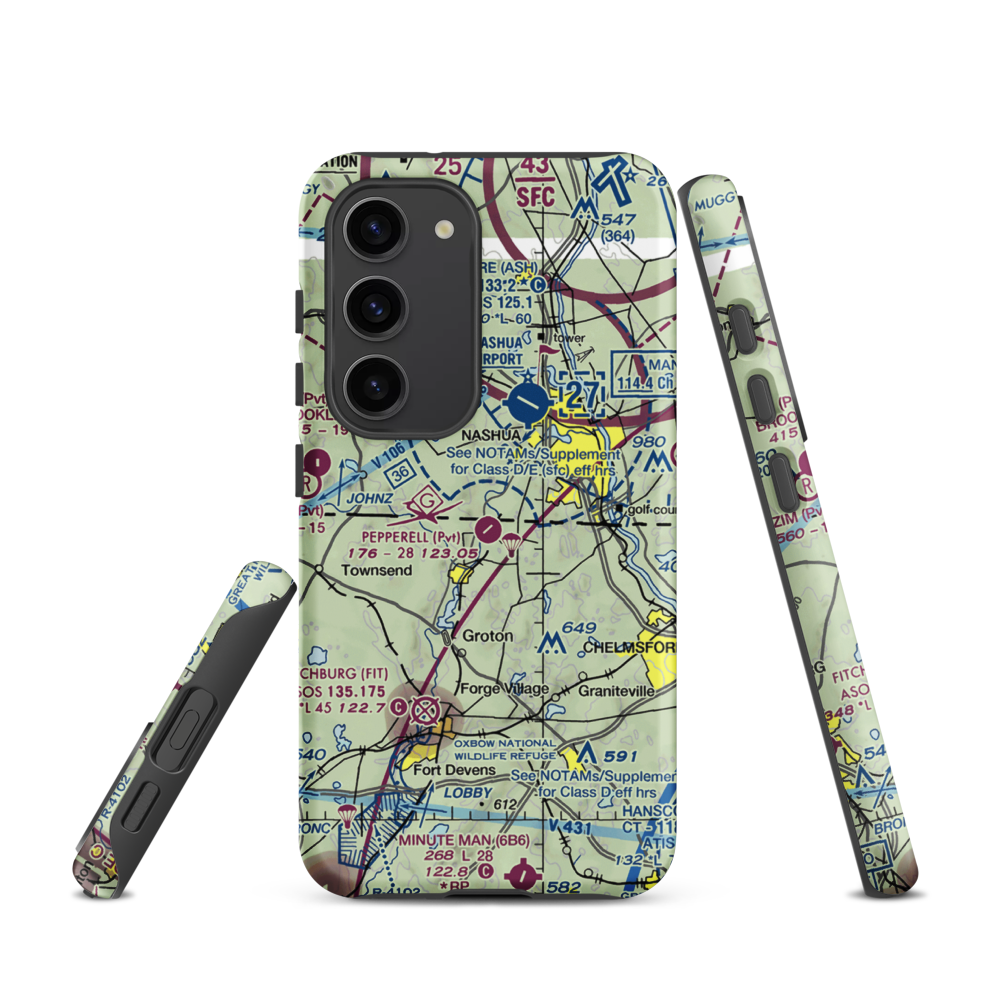 Pepperell Airport (26MA) VFR Sectional Samsung Phone Case Samsung Galaxy S23 model shown