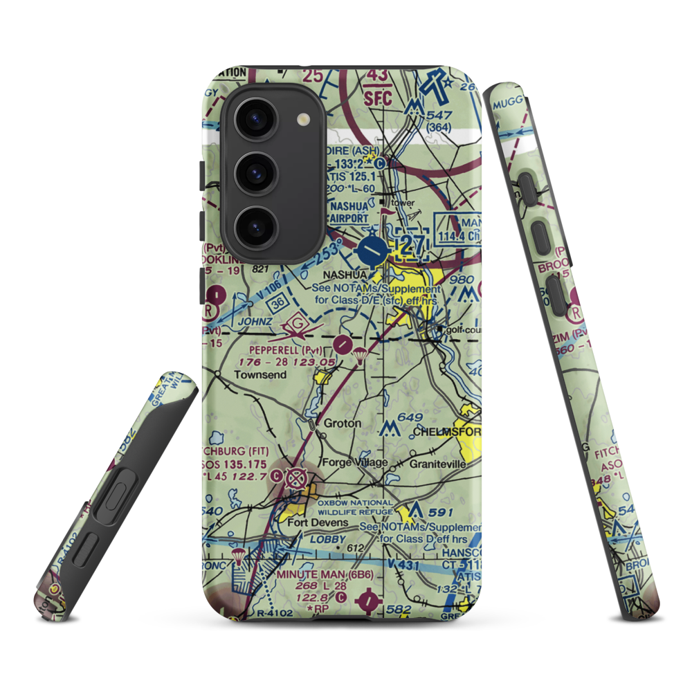 Pepperell Airport (26MA) VFR Sectional Samsung Phone Case Samsung Galaxy S23 Plus model shown