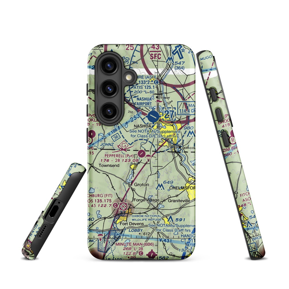 Pepperell Airport (26MA) VFR Sectional Samsung Phone Case Samsung Galaxy S24 model shown