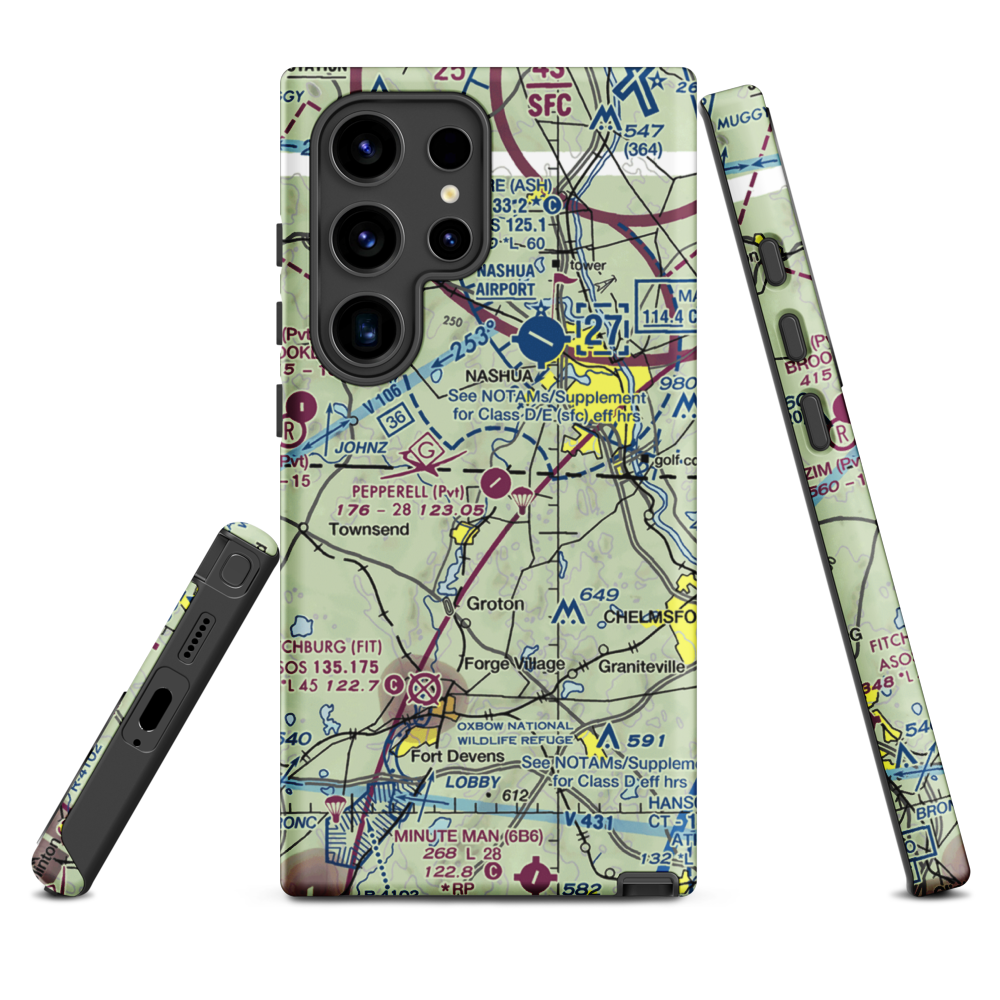 Pepperell Airport (26MA) VFR Sectional Samsung Phone Case Samsung Galaxy S24 Ultra model shown