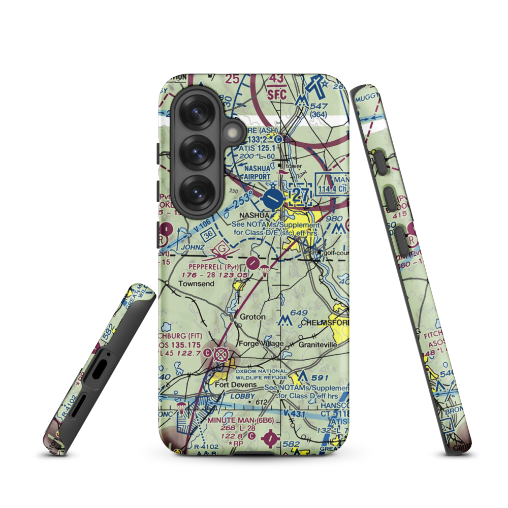 Pepperell Airport (26MA) VFR Sectional Samsung Phone Case Samsung Galaxy S25 model shown
