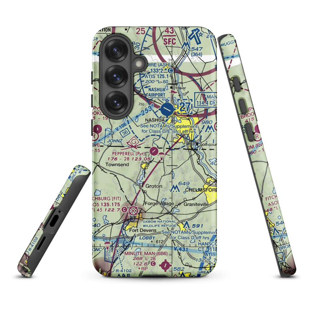 Pepperell Airport (26MA) VFR Sectional Samsung Phone Case Samsung Galaxy S25 Plus model shown