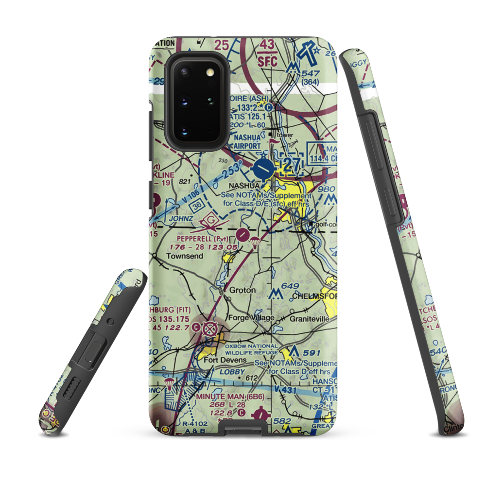 Pepperell Airport (26MA) VFR Sectional Samsung Phone Case Samsung Galaxy S20 Plus model shown
