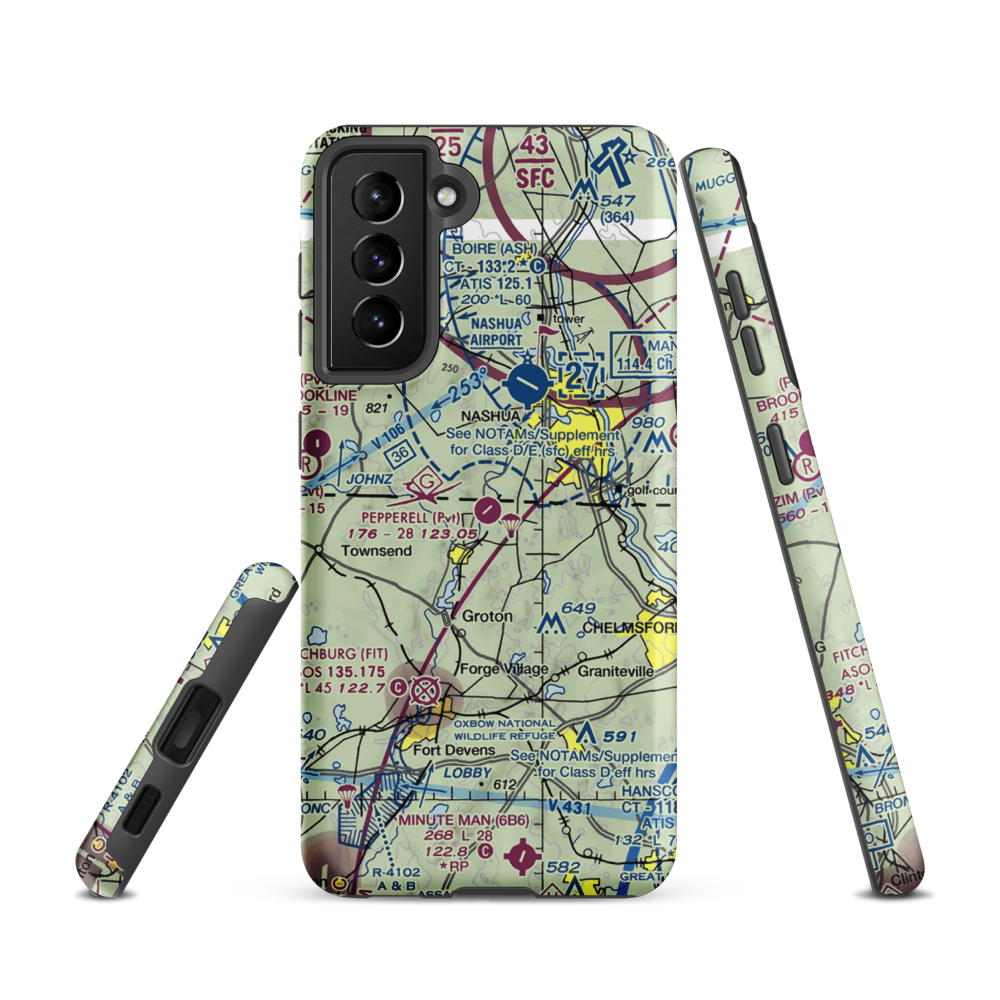 Pepperell Airport (26MA) VFR Sectional Samsung Phone Case Samsung Galaxy S21 model shown
