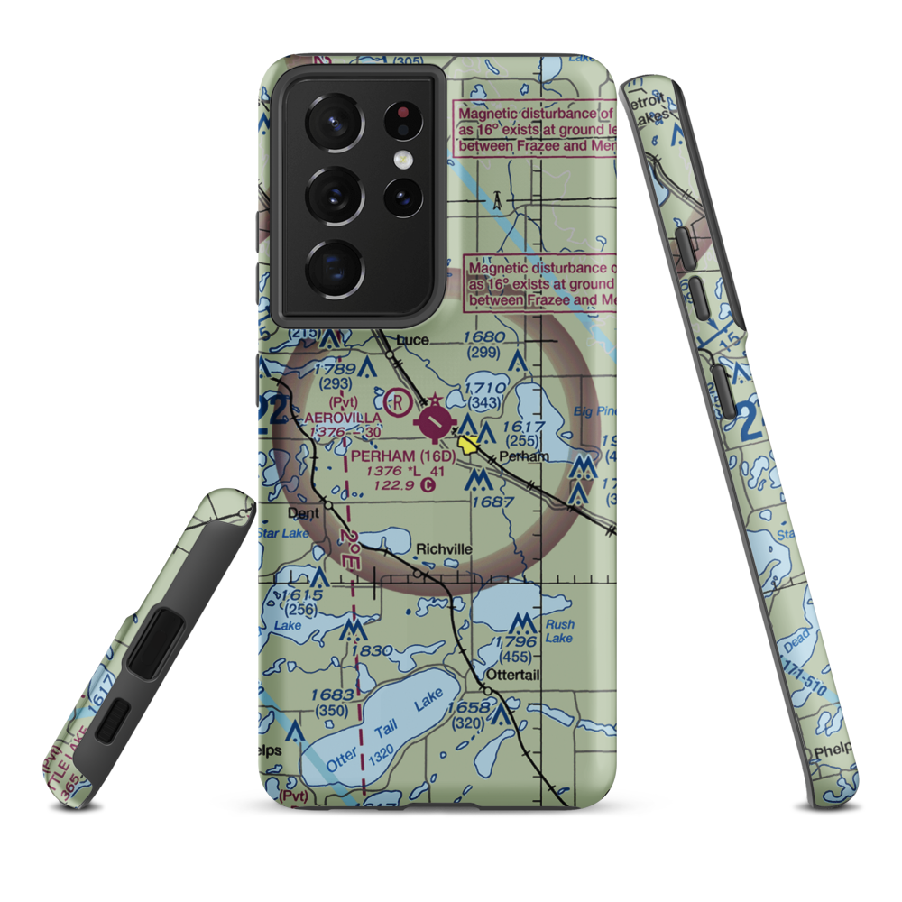 Perham Municipal Airport (16D) VFR Sectional Samsung Phone Case Samsung Galaxy S21 Ultra model shown