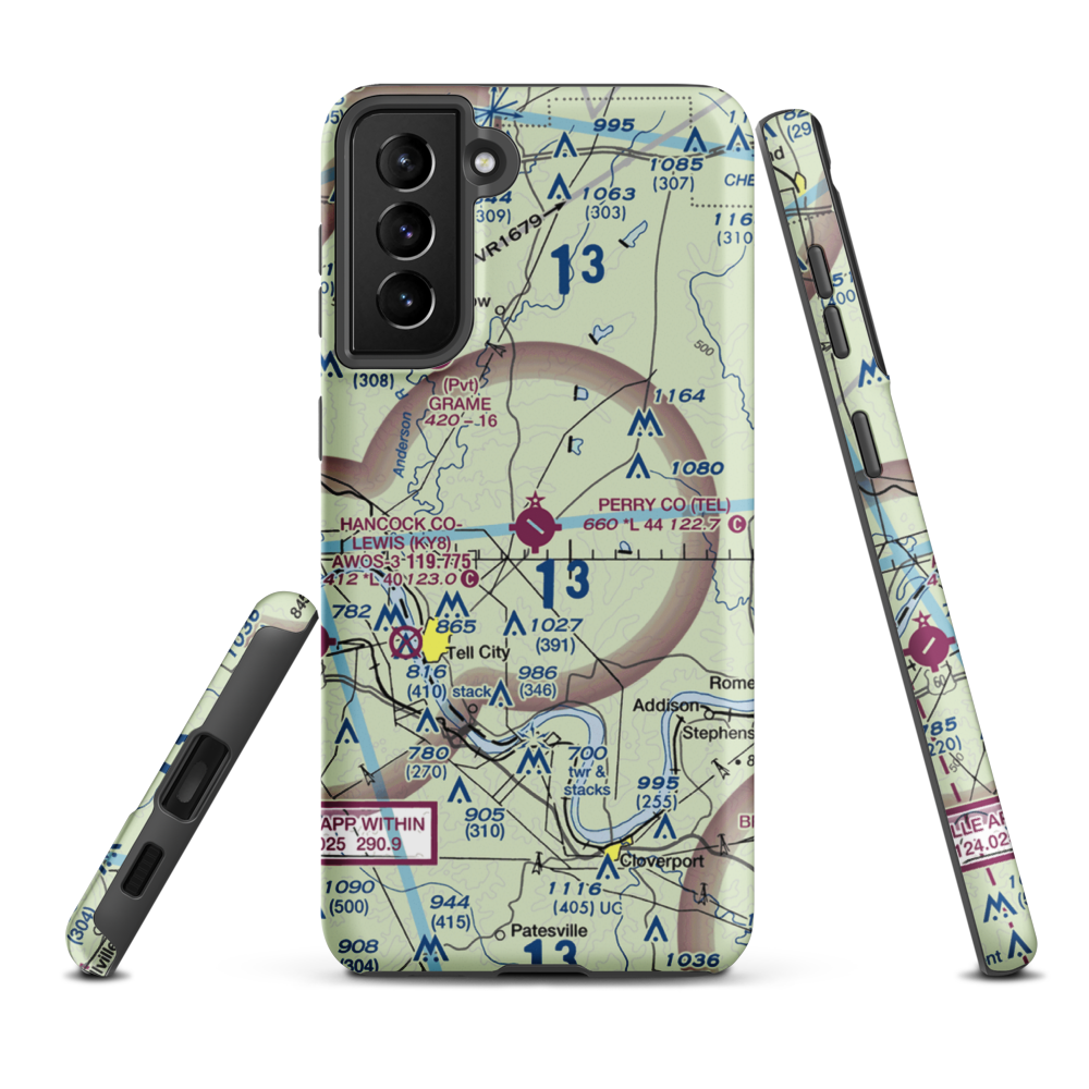 Perry County Municipal Airport (TEL) VFR Sectional Samsung Phone Case Samsung Galaxy S21 FE model shown
