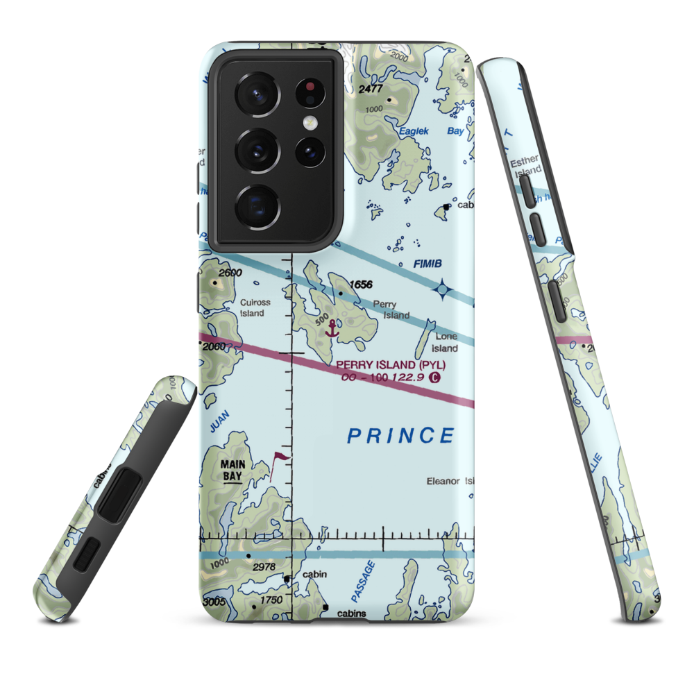 Perry Island Seaplane Base (PYL) VFR Sectional Samsung Phone Case Samsung Galaxy S21 Ultra model shown