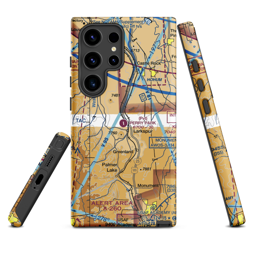 Perry Park Airport (CO93) VFR Sectional Samsung Phone Case Samsung Galaxy S24 Ultra model shown