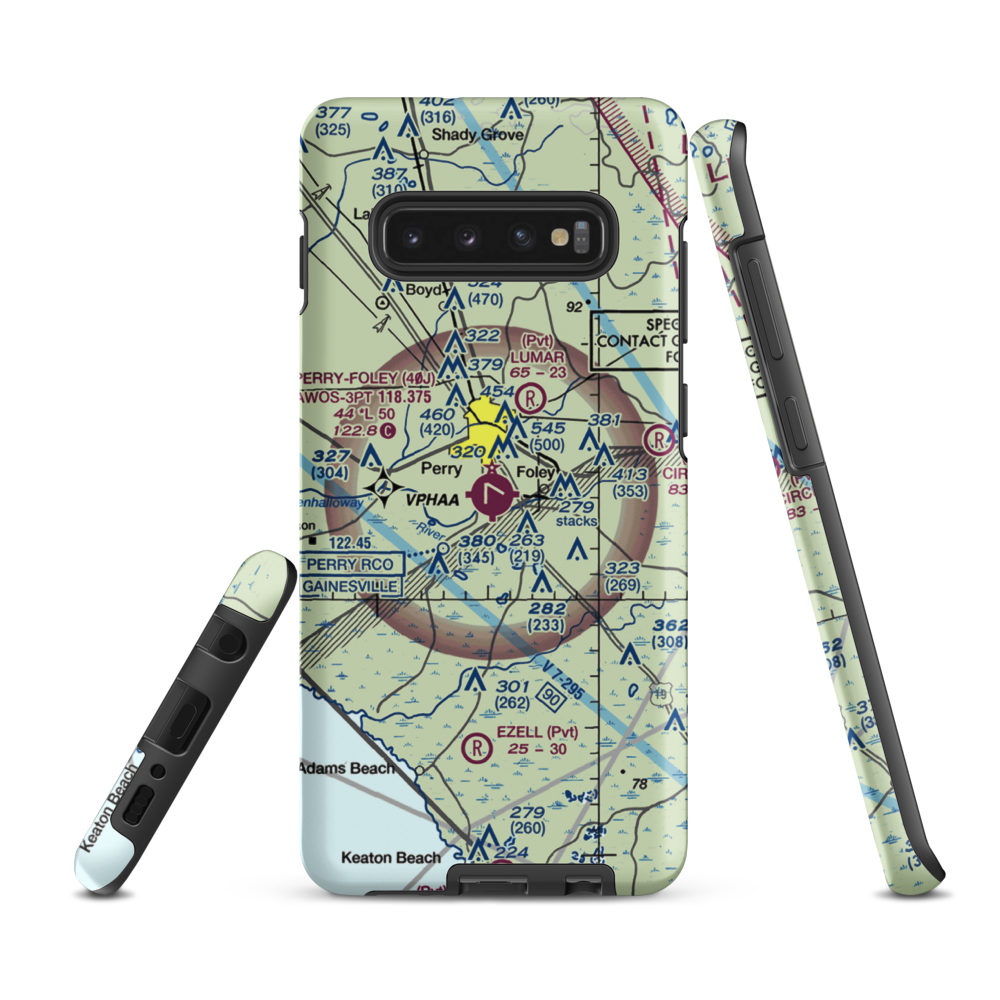 Perry-Foley Airport (40J) VFR Sectional Samsung Phone Case Samsung Galaxy S10e model shown