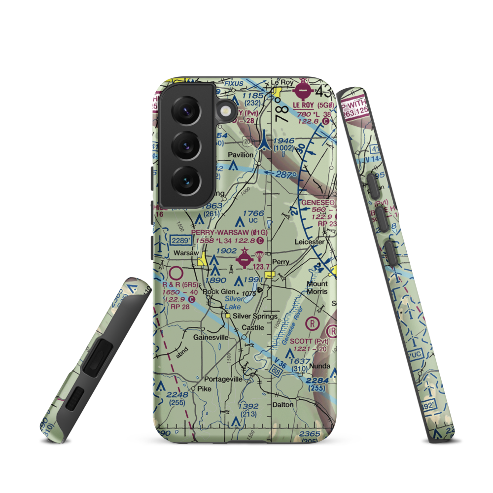 Perry-Warsaw Airport (01G) VFR Sectional Samsung Phone Case Samsung Galaxy S22 model shown