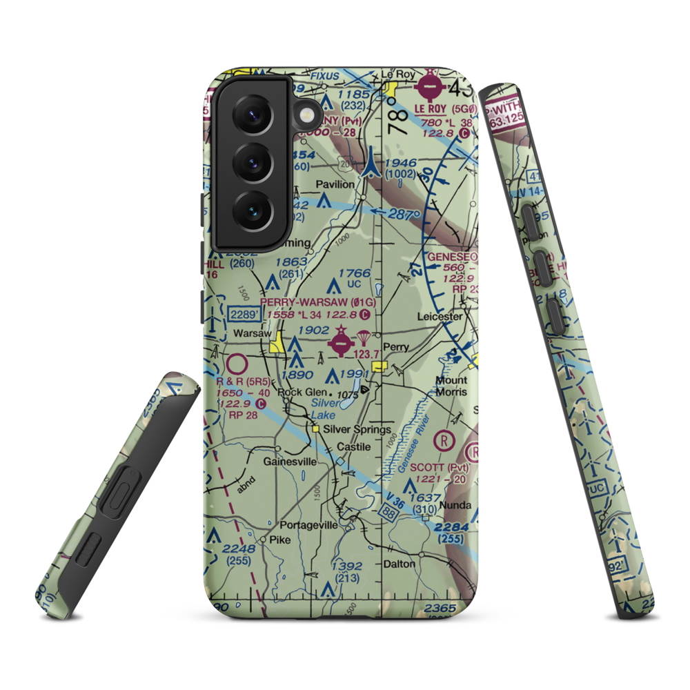 Perry-Warsaw Airport (01G) VFR Sectional Samsung Phone Case Samsung Galaxy S22 Plus model shown