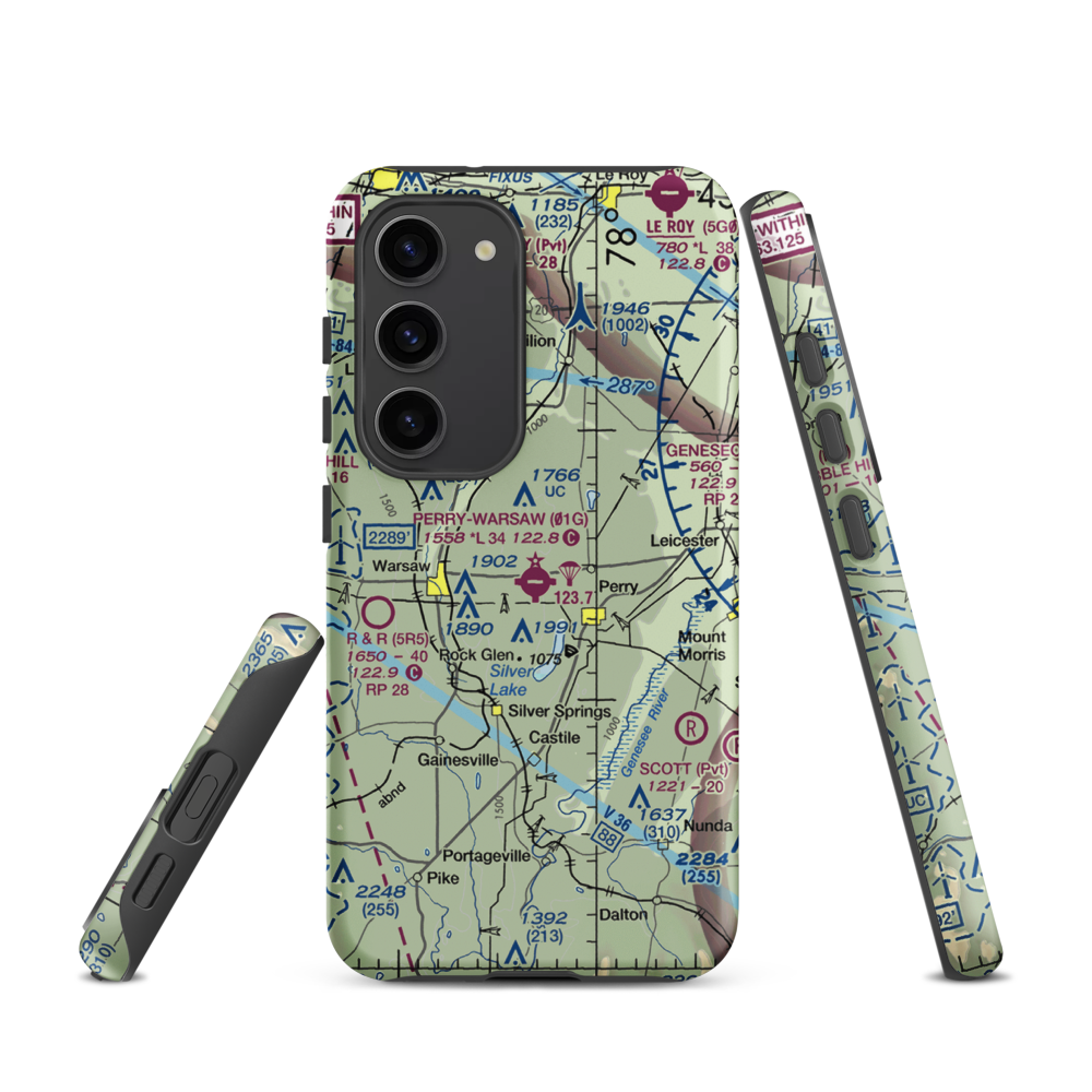 Perry-Warsaw Airport (01G) VFR Sectional Samsung Phone Case Samsung Galaxy S23 model shown