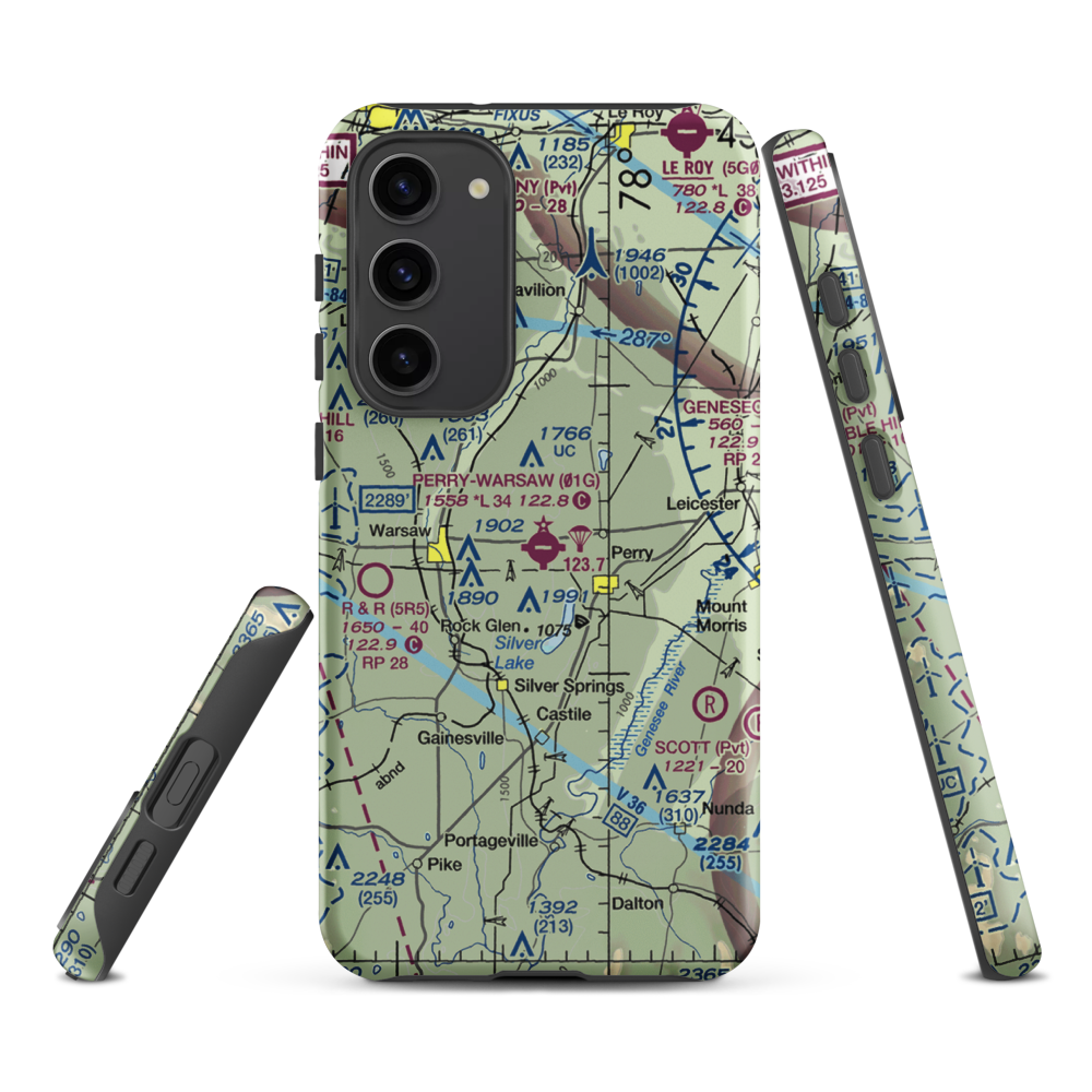 Perry-Warsaw Airport (01G) VFR Sectional Samsung Phone Case Samsung Galaxy S23 Plus model shown