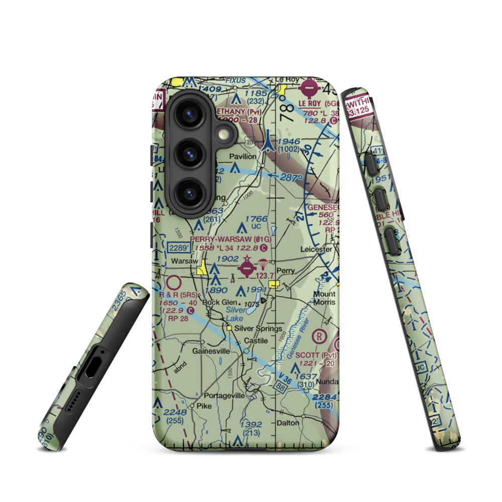 Perry-Warsaw Airport (01G) VFR Sectional Samsung Phone Case Samsung Galaxy S24 model shown