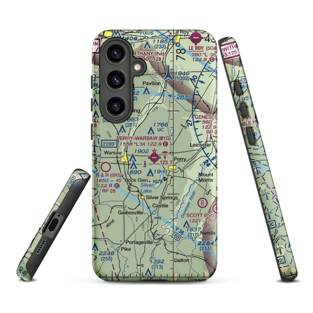 Perry-Warsaw Airport (01G) VFR Sectional Samsung Phone Case Samsung Galaxy S24 Plus model shown