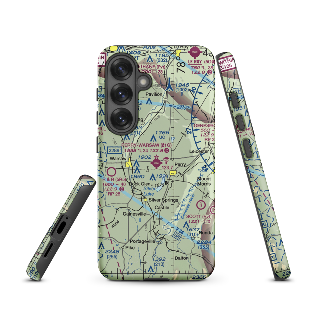 Perry-Warsaw Airport (01G) VFR Sectional Samsung Phone Case Samsung Galaxy S25 model shown