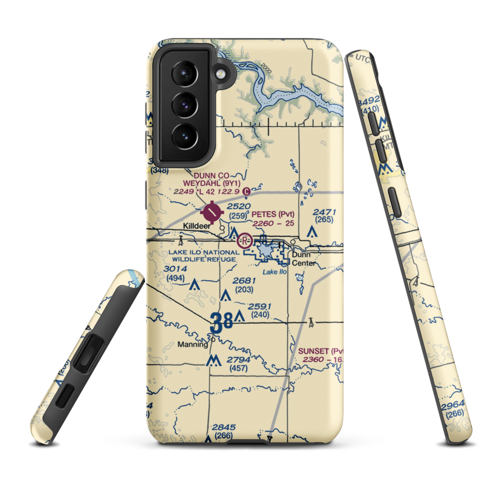 Pete's Port Airport (55ND) VFR Sectional Samsung Phone Case Samsung Galaxy S21 FE model shown
