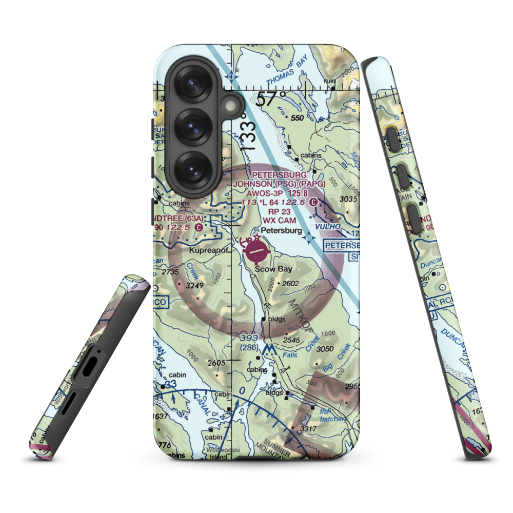 Petersburg James A Johnson Airport (PSG) VFR Sectional Samsung Phone Case Samsung Galaxy S25 Plus model shown