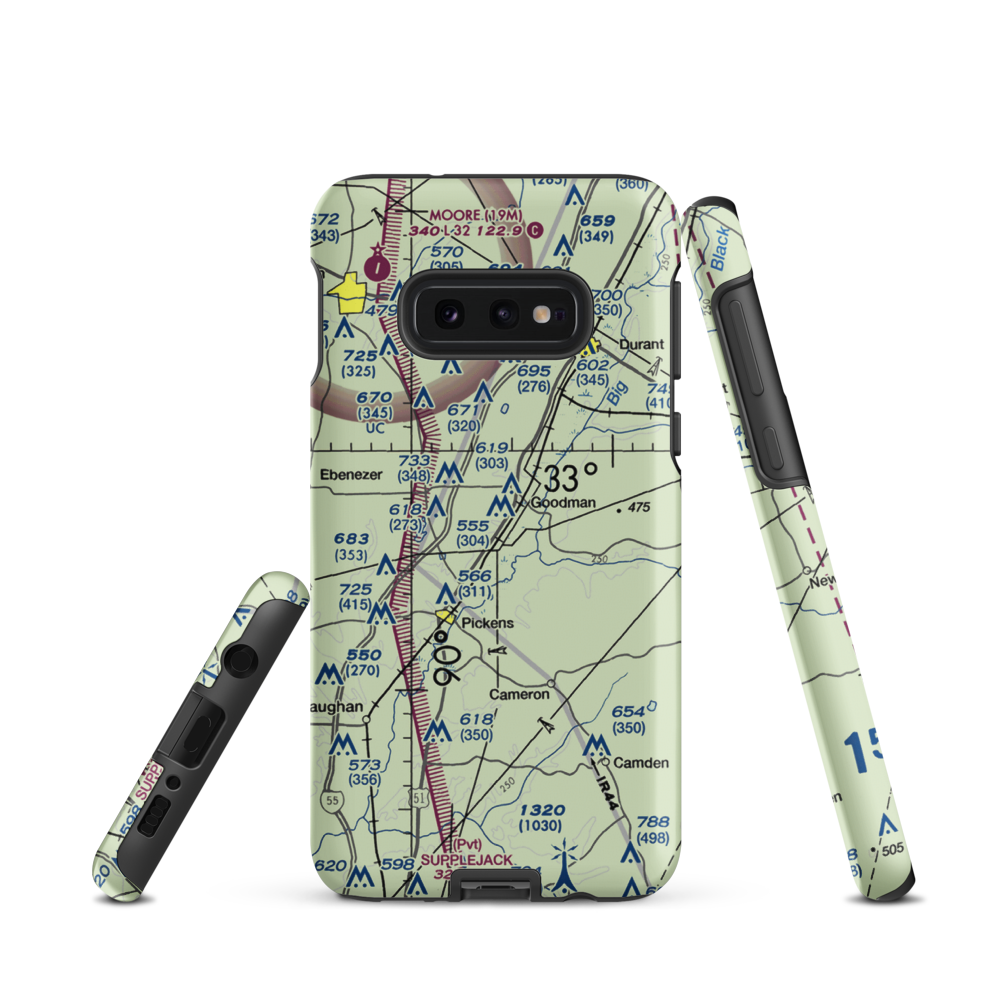 Peterson Airport (1MS2) VFR Sectional Samsung Phone Case Samsung Galaxy S10 Plus model shown
