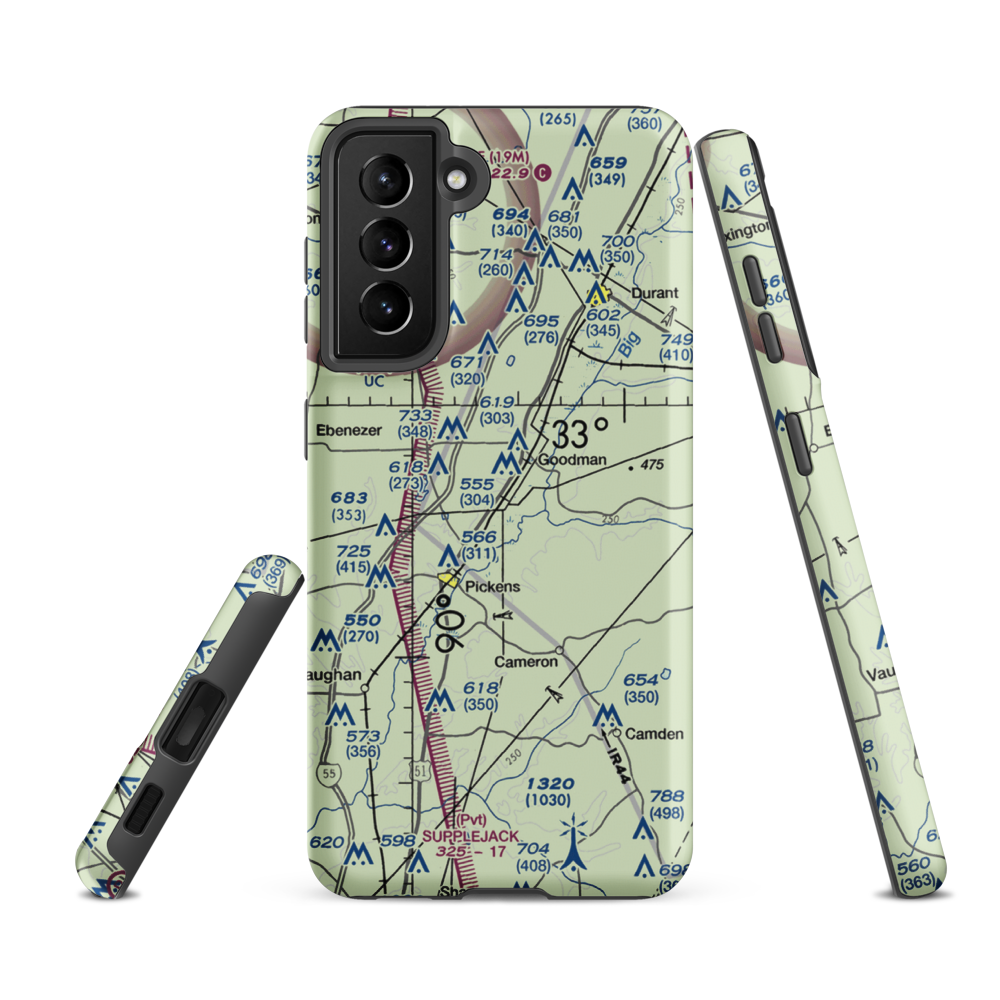 Peterson Airport (1MS2) VFR Sectional Samsung Phone Case Samsung Galaxy S21 Ultra model shown