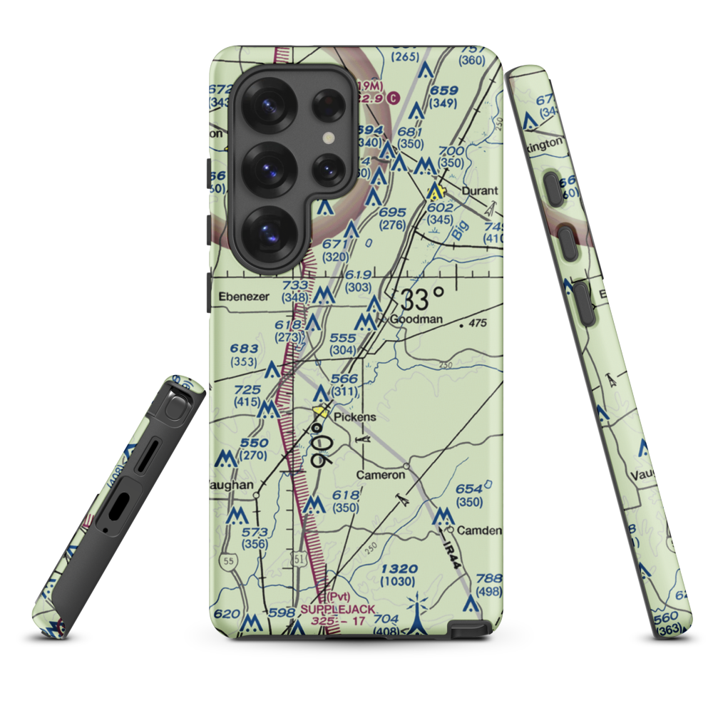 Peterson Airport (1MS2) VFR Sectional Samsung Phone Case Samsung Galaxy S25 Ultra model shown