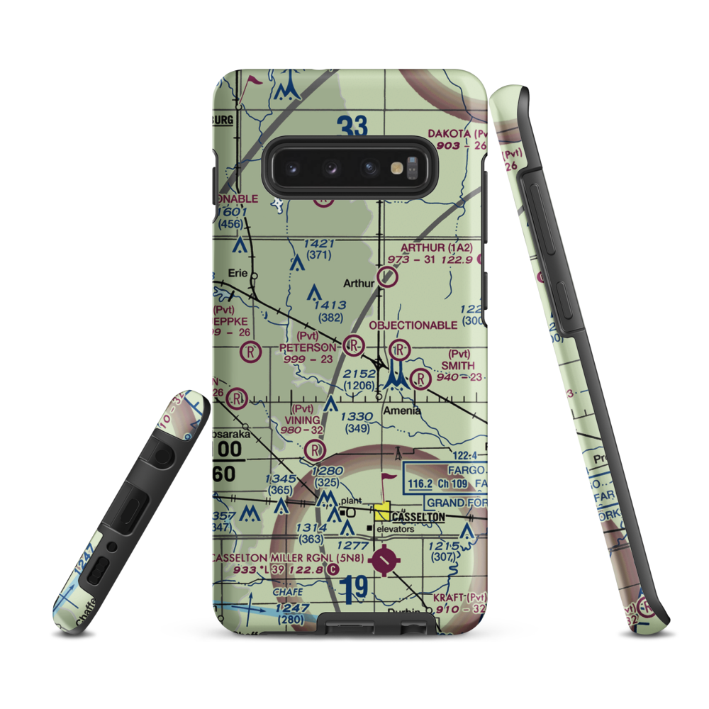 Peterson Airport (ND73) VFR Sectional Samsung Phone Case Samsung Galaxy S10 Plus model shown