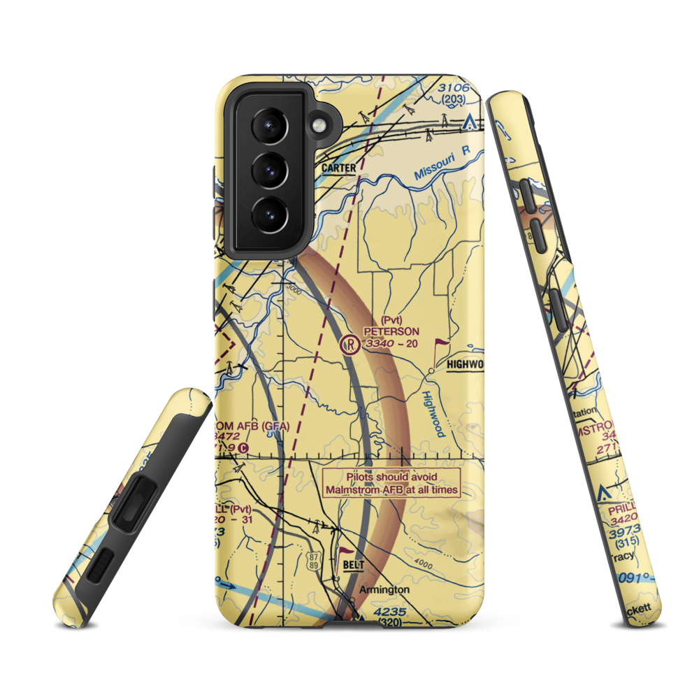 Peterson Ranch Airport (MT77) VFR Sectional Samsung Phone Case Samsung Galaxy S21 FE model shown