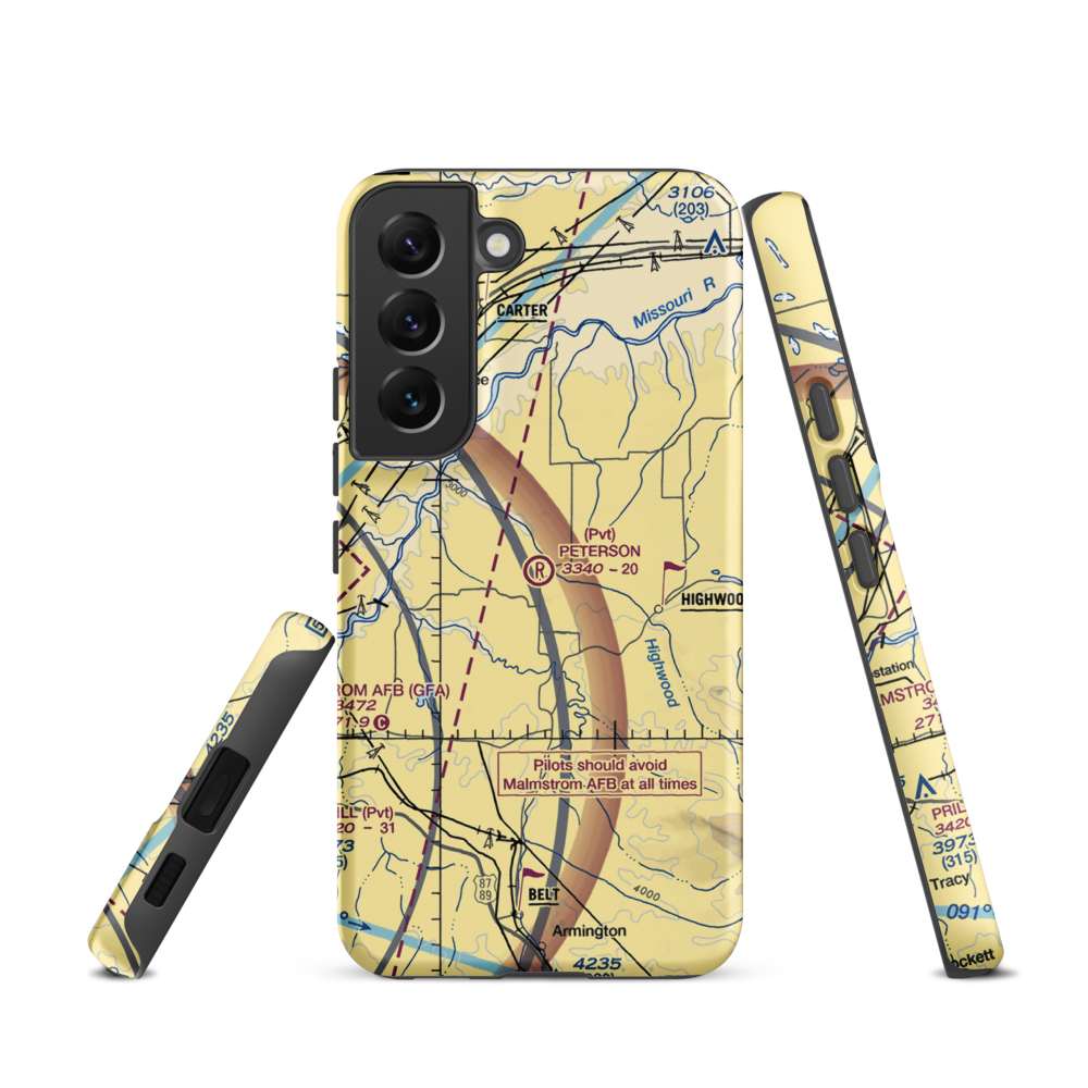 Peterson Ranch Airport (MT77) VFR Sectional Samsung Phone Case Samsung Galaxy S22 model shown