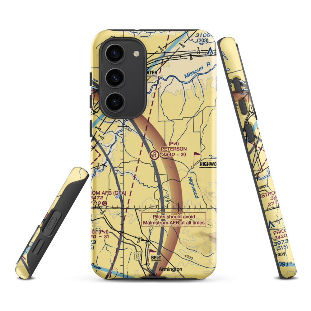 Peterson Ranch Airport (MT77) VFR Sectional Samsung Phone Case Samsung Galaxy S23 Plus model shown