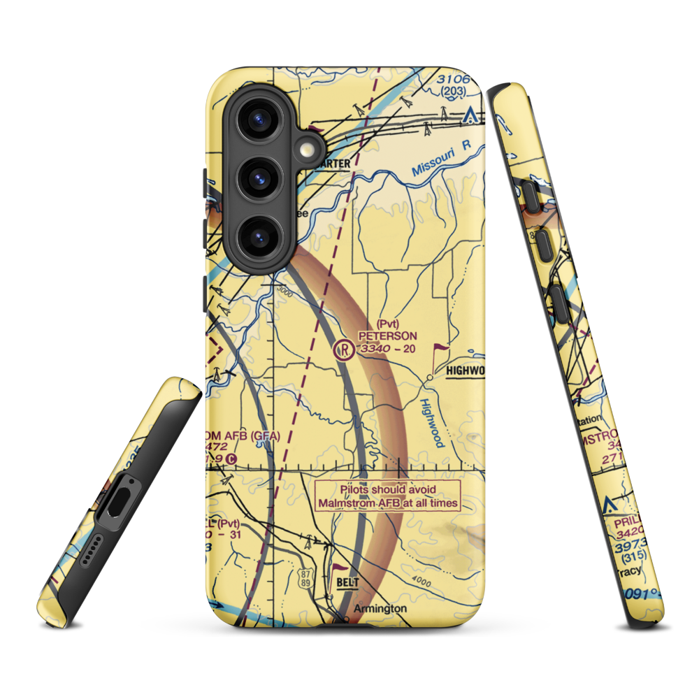 Peterson Ranch Airport (MT77) VFR Sectional Samsung Phone Case Samsung Galaxy S24 Plus model shown