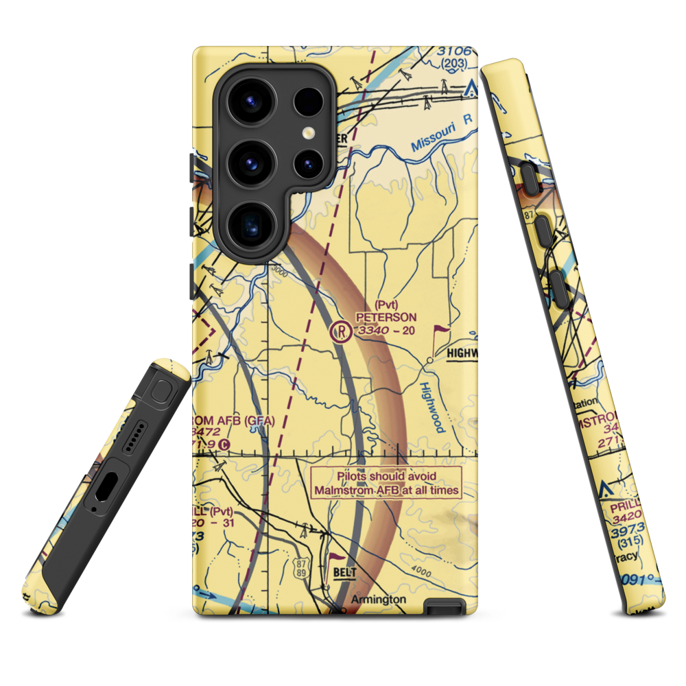 Peterson Ranch Airport (MT77) VFR Sectional Samsung Phone Case Samsung Galaxy S24 Ultra model shown