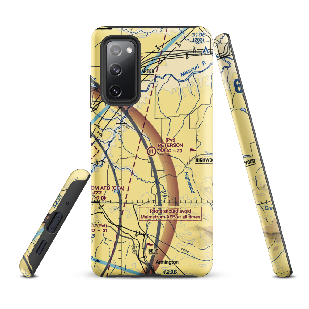Peterson Ranch Airport (MT77) VFR Sectional Samsung Phone Case Samsung Galaxy S20 FE model shown