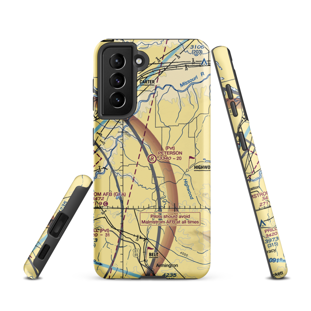 Peterson Ranch Airport (MT77) VFR Sectional Samsung Phone Case Samsung Galaxy S21 model shown